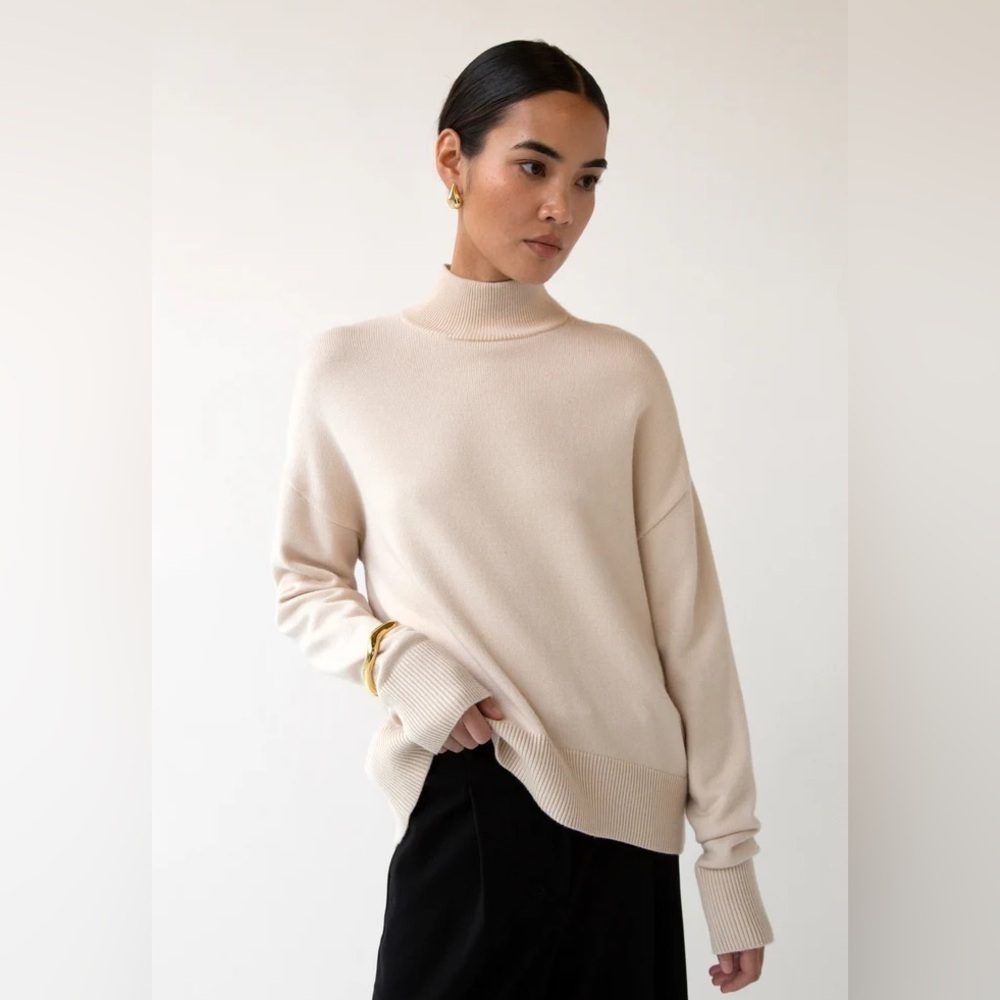 OAK + FORT Cream Turtleneck Sweater